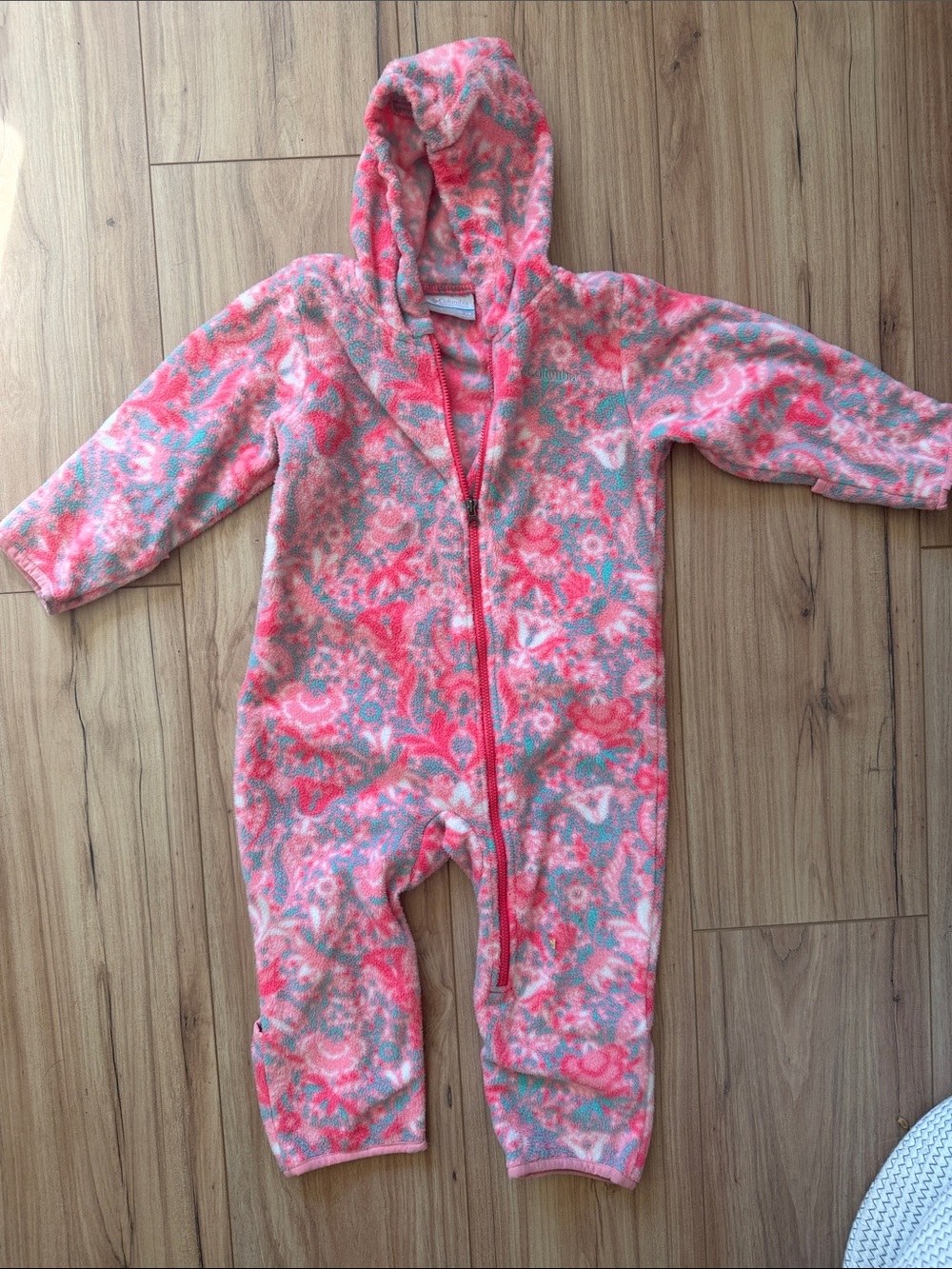 Columbia Pink Coral Floral Hooded One-Piece Bodysuit